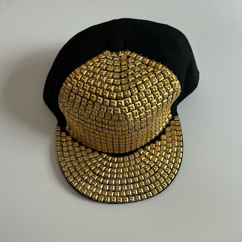 Black and Gold Studded Cap